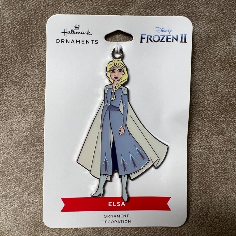 Hallmark Frozen II Elsa flat metal Christmas ornament on card 2021 NEW